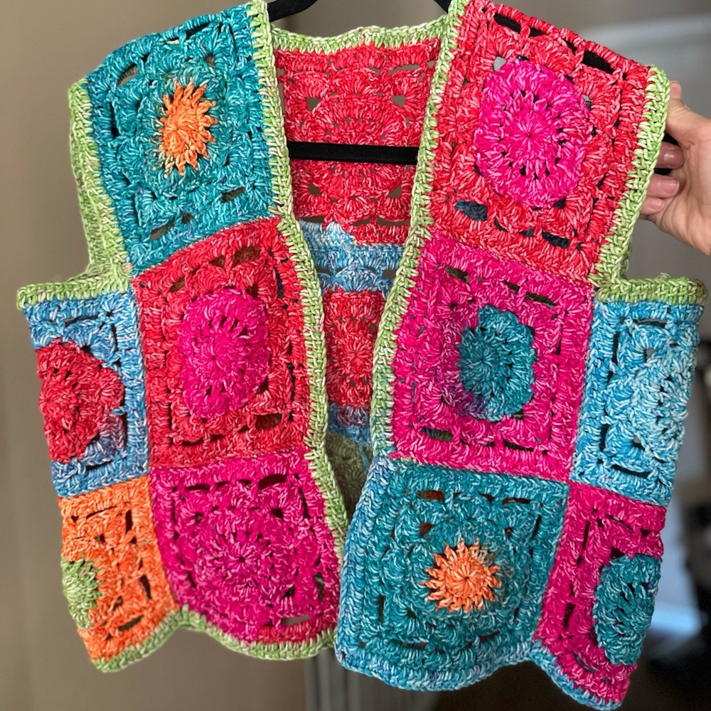 Colorful Crochet Patchwork Vest